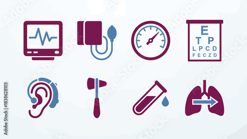 Medical Icons Set Health Checkup Diagnostics and Healthcare Symbols for Design