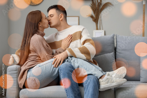 Cute young couple in warm s...