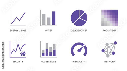 Smart Home Technology Data Icons Energy Security Network More