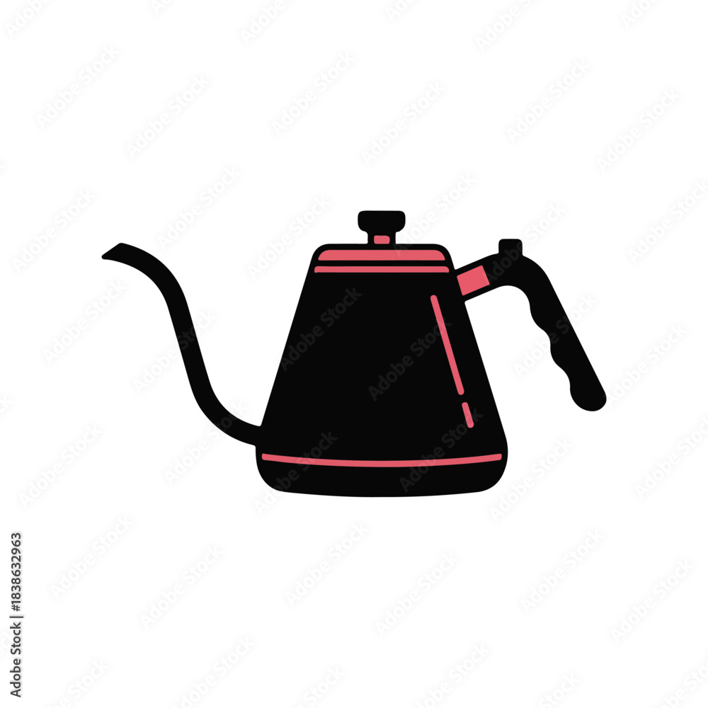 Obraz premium Minimalist Black Gooseneck Kettle Illustration for Coffee Branding