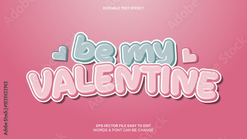 Be My Valentine Bubble Text Effect with Cute Hearts