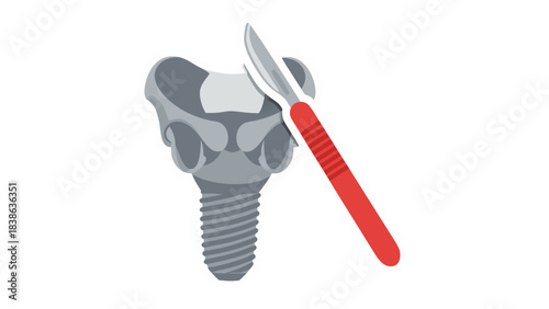 Surgical Scalpel and Medical Implant on a Black Background Symbolizing Surgery and Healthcare Procedures