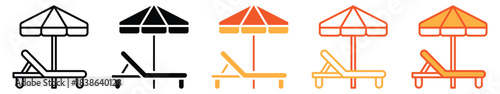 Sunbed Icon Set Multiple Style Collection