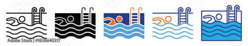 Swimming Pool Icon Set Multiple Style Collection