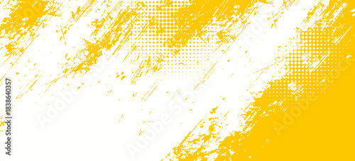 Abstrac yellow grunge texture background with halftone effect vector.