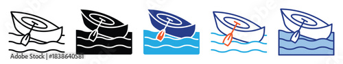 Canoe Icon Set Multiple Style Collection