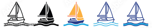 Sailboat Icon Set Multiple Style Collection