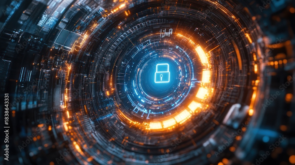 Fototapeta premium Cyber security data protection digital lock