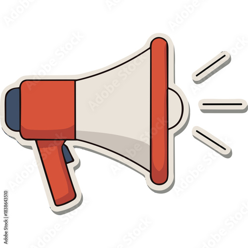 Illustration Of A Red And White Megaphone With Sound Waves Emanating From Its Bell Against A Transparent Background