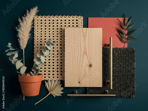 A detailed mood board for an interior design project