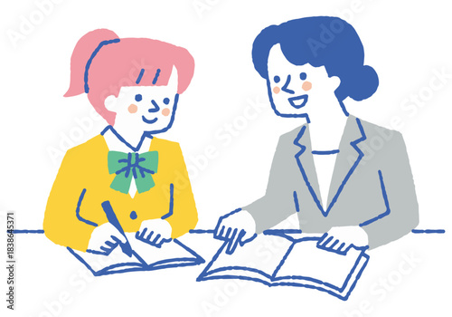 Female student receiving lessons from her teacher_color