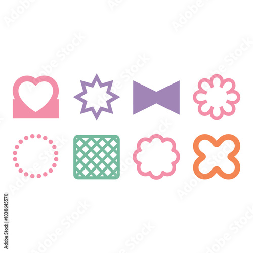 Collection of decorative geometric and organic shaped frames