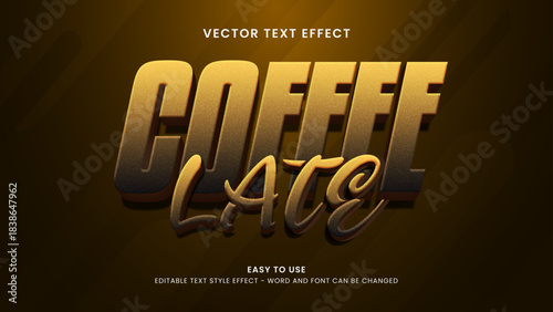 coffee late editable text effect 3d vector