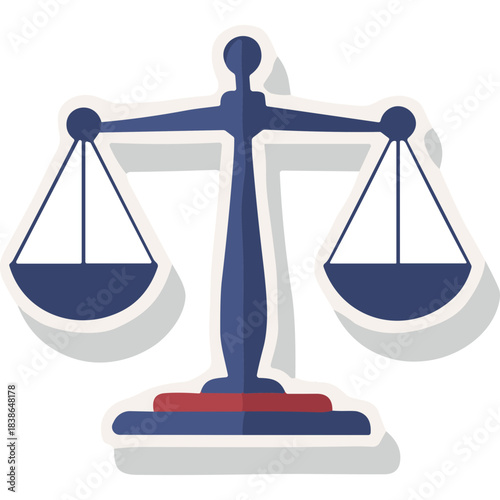 Justice Scales Symbol Representing Law And Order Balanced Weighing Justice Equity Fairness And Legal System With Blue And Red Colors On White Background Flat Illustration