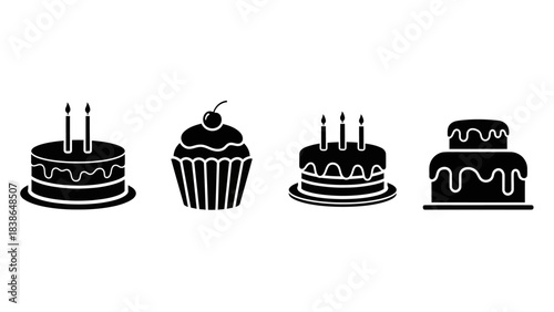 birthday cake icon set