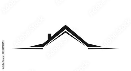Black silhouette of a house with a chimney and roof