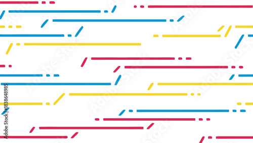 Abstract Digital Art with Horizontal Lines in Blue Yellow and Pink on a Black Background Minimalist Geometric Pattern