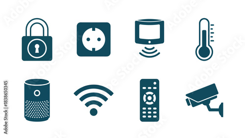 Smart Home Technology Icons Security Power Entertainment Climate Control