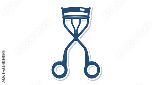 Blue Eyelash Curler Tool Silhouette Against a Black Background for Beauty and Makeup Application