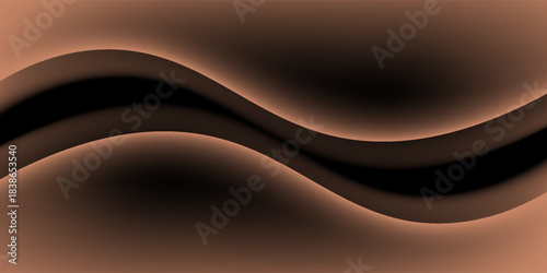 A smooth, wavy gradient background in brown and black. The background features a flowing, elegant design with brown and black hues. Minimal abstract wavy gradient vector background
