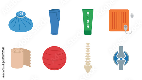 Medical Therapy Equipment for Pain Relief and Rehabilitation Flat Icons