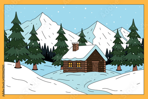 Winter Wonderland Cabin Scene