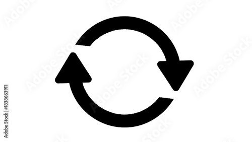 Vector illustration of a circular refresh or rotation icon on transparent background, with two arrows pointing in opposite directions