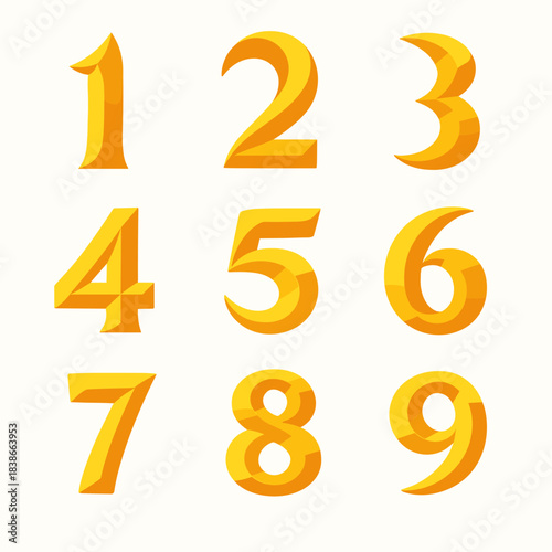 Numbers flat icon set. featuring digits 1, 2, 3, 4, 5, 6, 7, 8, and 9 icons
