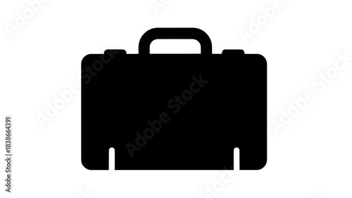 Vector illustration of black briefcase icon isolated on transparent background
