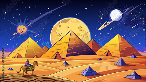 Cozy Campsite Under Starry Night Sky Illustration