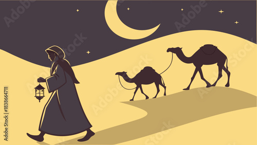 Cozy Campsite Under Starry Night Sky Illustration