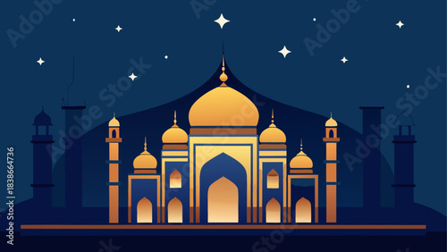 Cozy Campsite Under Starry Night Sky Illustration