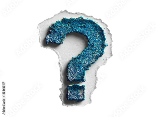 Light blue textured question mark on a transparent background