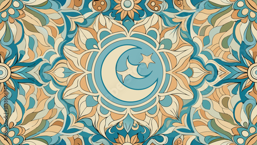 Deep Blue Night Sky with Crescent Moon and Shimmering Stars