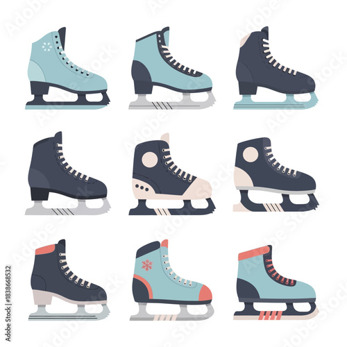 Figure Skates and Ice Skating Shoes in Various Designs