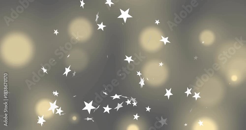Small stars entering left, swirling, white stars moving, spreading, creating looping bokeh overlay