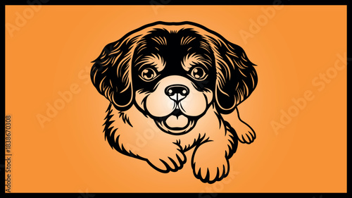 Adorable fluffy puppy with big eyes and open mouth