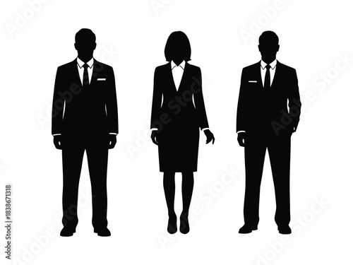 Professional business people in formal wear, representing corporate and office staff