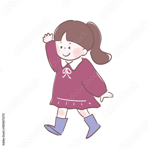 手を振っている女の子