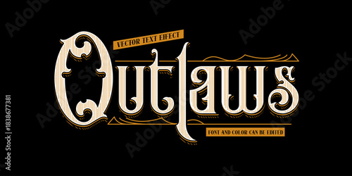 Vintage "Outlaws" Western Display Text Effect