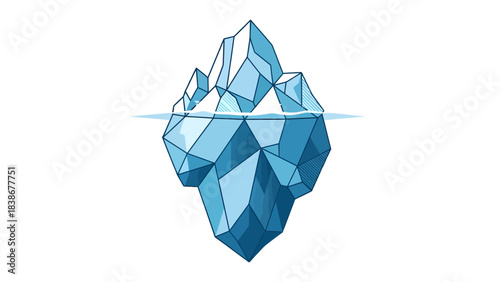 Polygonal Iceberg Floating on Water