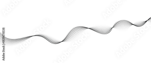 Flowing Dot Wave halftone gradient pattern on transparent background	
