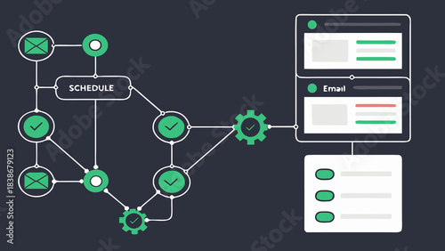 Automated Digital Workflow Process Management Strategy with vector illustration