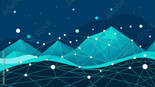 Futuristic Digital Network Technology Data Landscape Concept with vector illustration