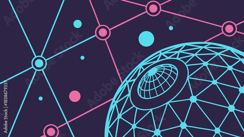 Futuristic Digital Global Network Connection Data Sphere with vector illustration