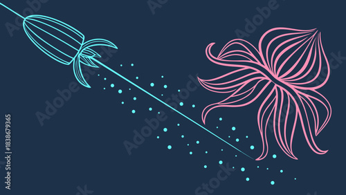 Futuristic Rocket Organic Shape Digital Connection Illustration with vector illustration