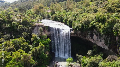 Aerial View of Salto Ventoso Waterfall in Rio Grande do Sul, Brazil