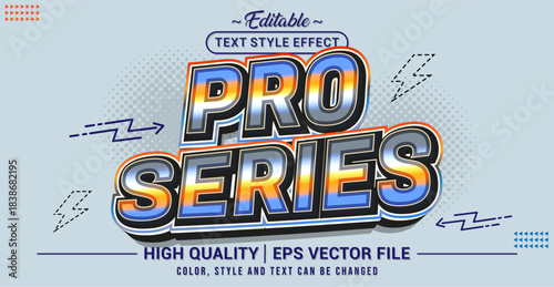 Editable text effect vector “Pro Series”, showcasing a bold, modern, high-performance style designed for competitive themes, sports titles, and professional branding.