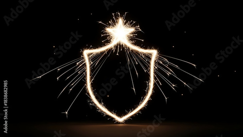 Bright celebration light of a sparkler on black background creating a sparkle of fireworks for a new year party