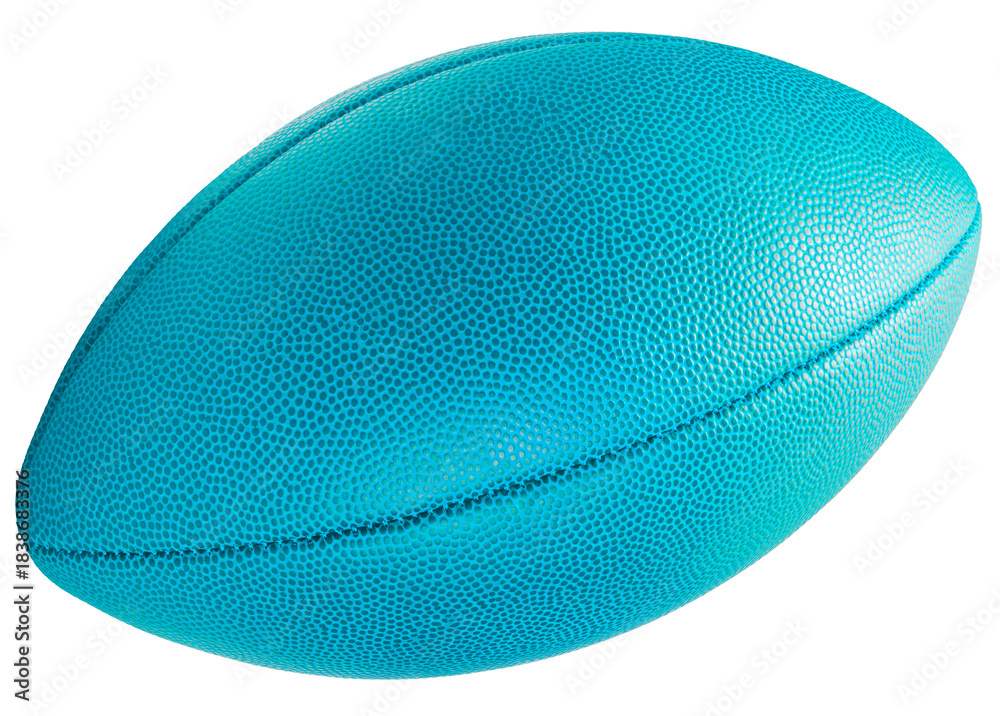 Fototapeta premium Blue Rugby ball isolated on white background, Rugby ball sport equipment, Png file.